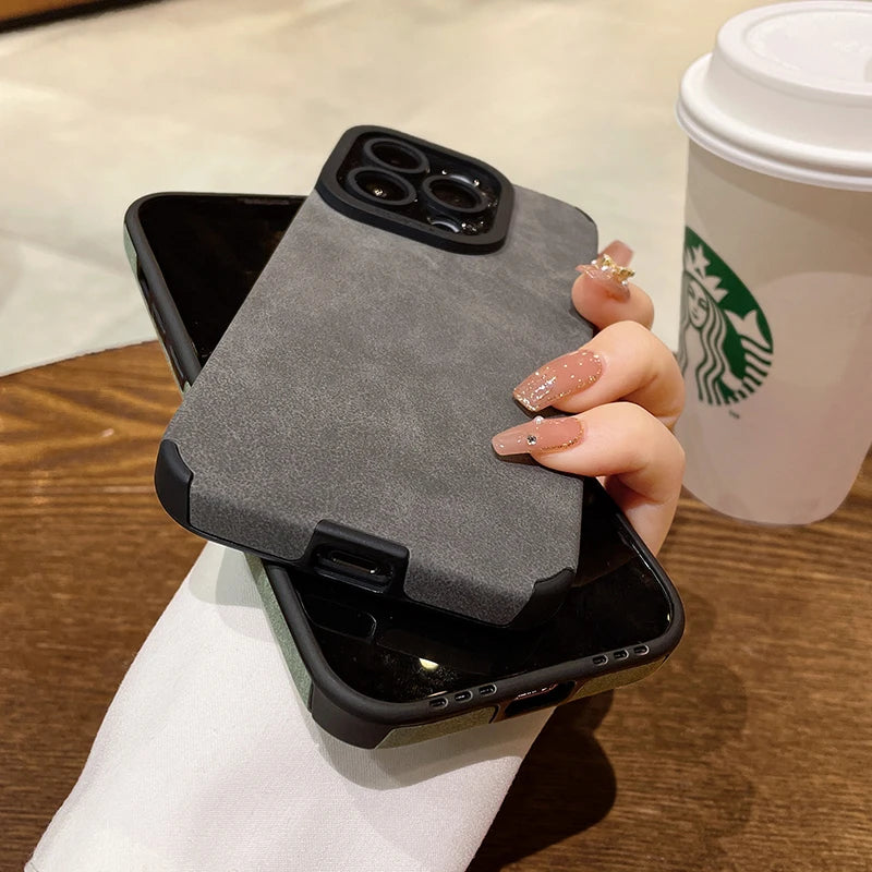 Luxury Matte Soft Leather Phone Case For iPhone 18 17 15 14 Plus 13 12 11 Pro Max 16 Lens Protection Shockproof Silicone Cover