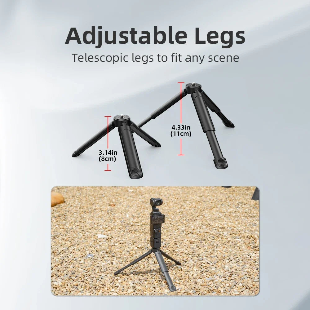 Flymile Extendable Mini Camera Tripod, Portable Selfie Stick Handle Grip Desktop Webcam Tripod for DJI Pocket 4/Insta360 X5