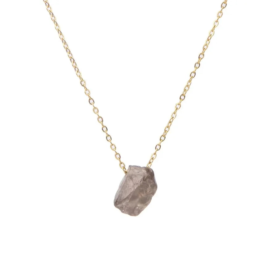 Natural Crystal Stone amethyst citrine Irregular stone agate Pendant Necklace with Stainless Steel gold Chain Gemstone Jewelry