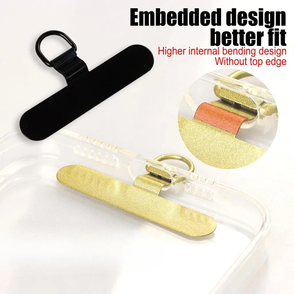 1PCS Universal Stainless Steel Phone Lanyard Patch Mobile Phone Case Connect Clips Rotatable Detachable Strap Tether Pad Gasket