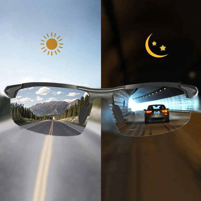SZTZX Aluminium Rimless Outdoor Sport Photochromic Sunglasses Men Polarized  Anti-UV Driving Fishing Glasses Cycling Goggle