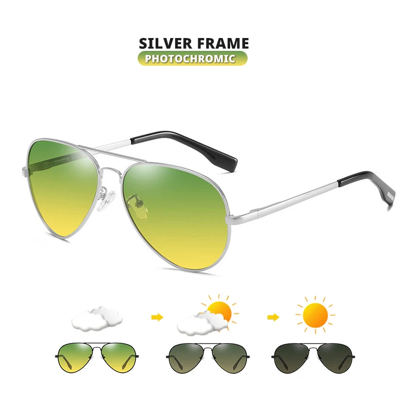 Top Brand Pilot Photochromic  Sunglasses Men Polarized Day Night Driving Glasses Women Chameleon Goggles Unisex sonnenbrille