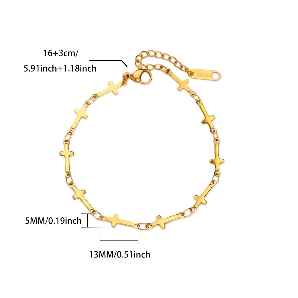 Stainless Steel Beaded Round Snake Chain Bracelets For Women Gold Color Geometric Bracelet Luxury Wedding Party Jewelry Gift