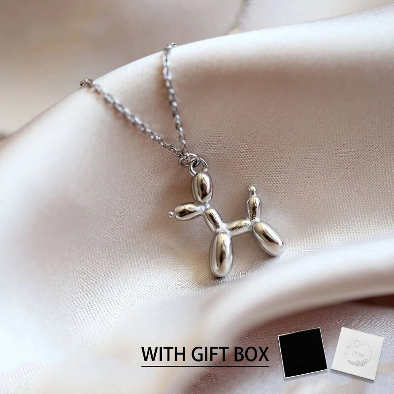 Cartoon Style Titanium Necklace, Joyful Balloon Dog Charm for A Lighthearted Look, Lightweight & Durable, Playful Yet Elegant