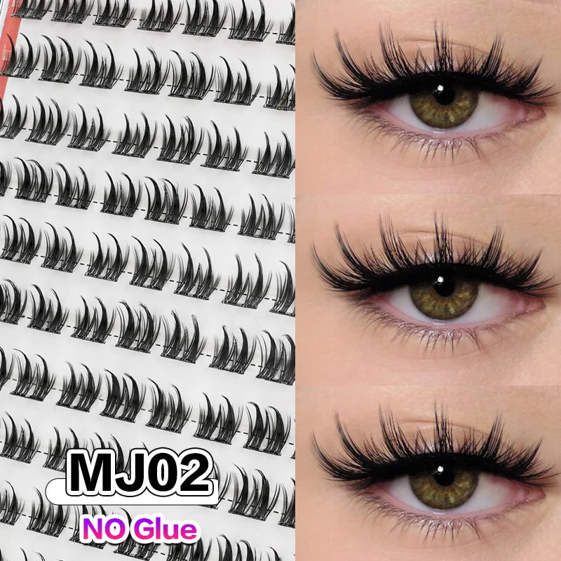 DIY 100 Cluster Self Adhesive Eyelashes Natural Long Fake Eyelash Extension NO Glue Needed Individual Lashes Makeup Tools Cils