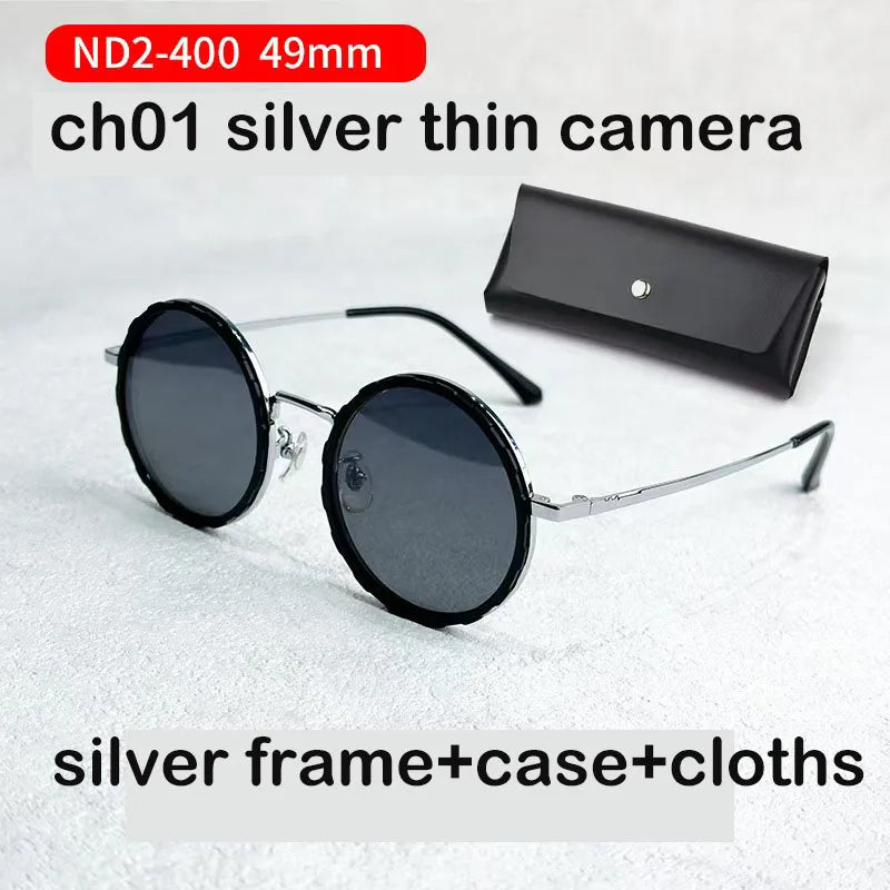 ND9 Adjustable Dimming Sunglasses Retro Punk Round Men's Fishing UV400 Polarized Driving Sunglasses Women