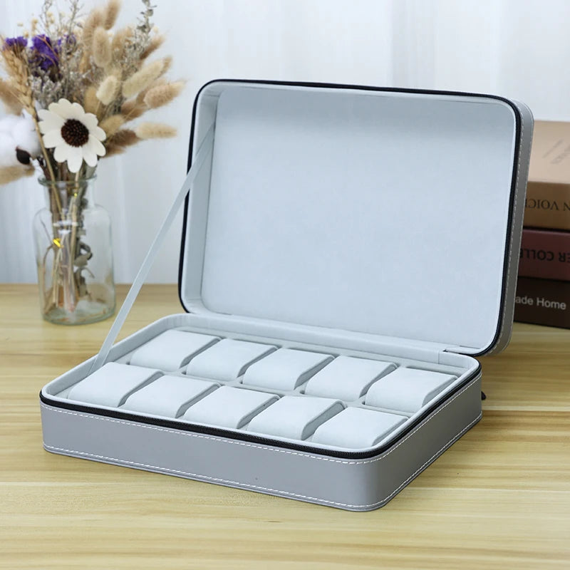2024 New 6/10/12 Girds Portable Watch Storage Boxes Organizer with Zipper Classic Style Multifunctional Watch Display Box