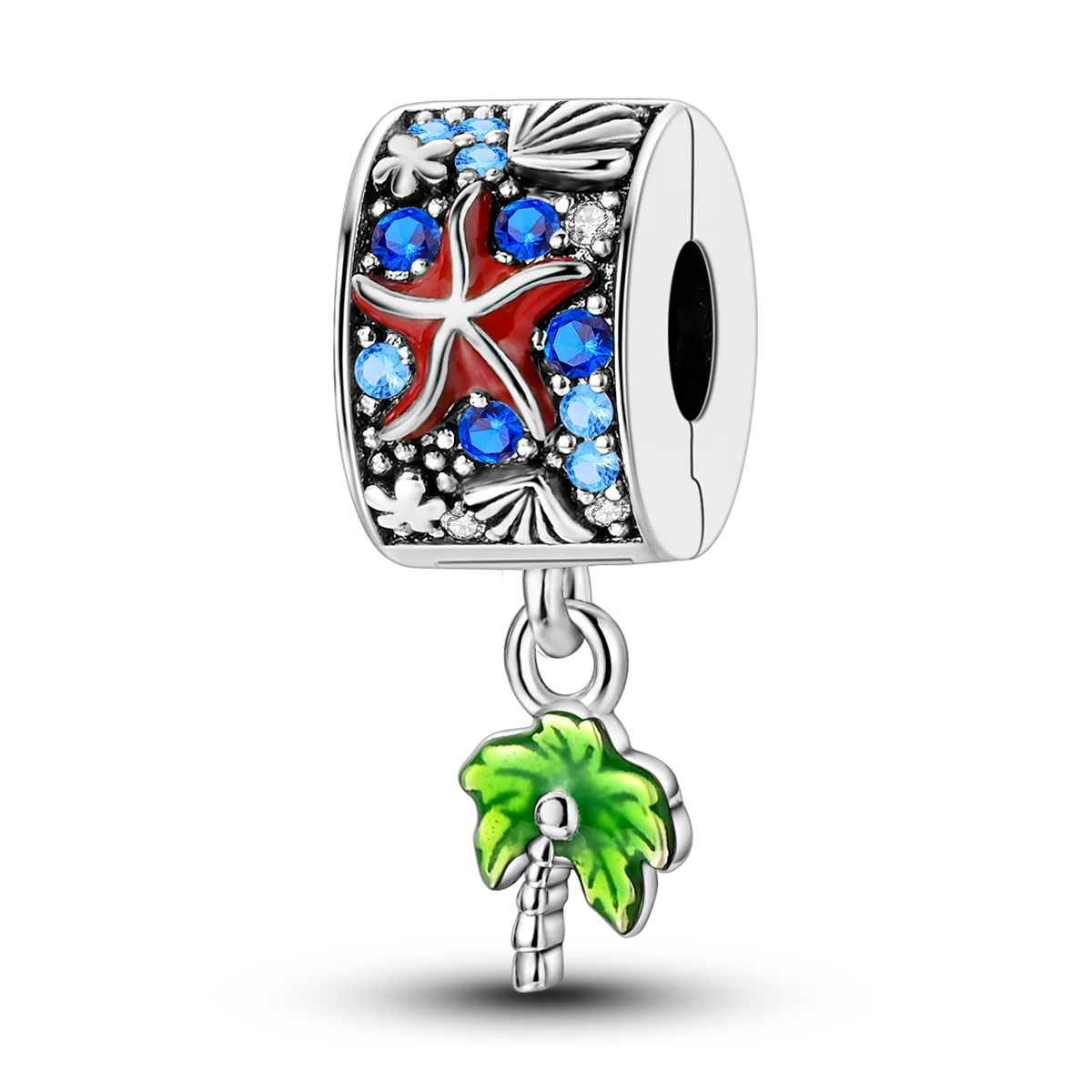 Silver Clasp 925 Sterling Silver CZ Pave Clip Charms Daisy Beads Stopper Safety Chain Fit Original Bangle Bracelet Jewelry Clips