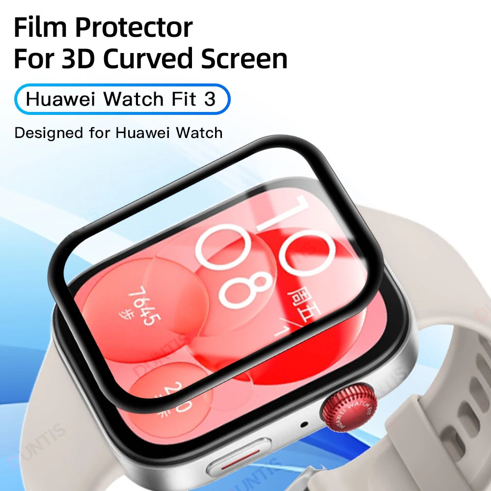 Screen Protector for Huawei Watch Fit 3 /4 3D Curved Screen Protector Huawei Watch Fit3/4 Ultra-HD Full Coverage Protective Film