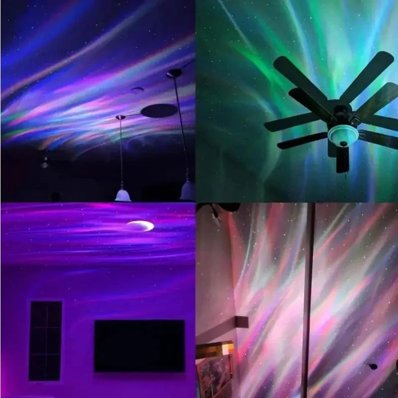 LED Starry Galaxy Projector Light RGB Smart Remote Control Star Aurora Lamp KTV USB Powered Auto Rotating for Home Bedroom Decor