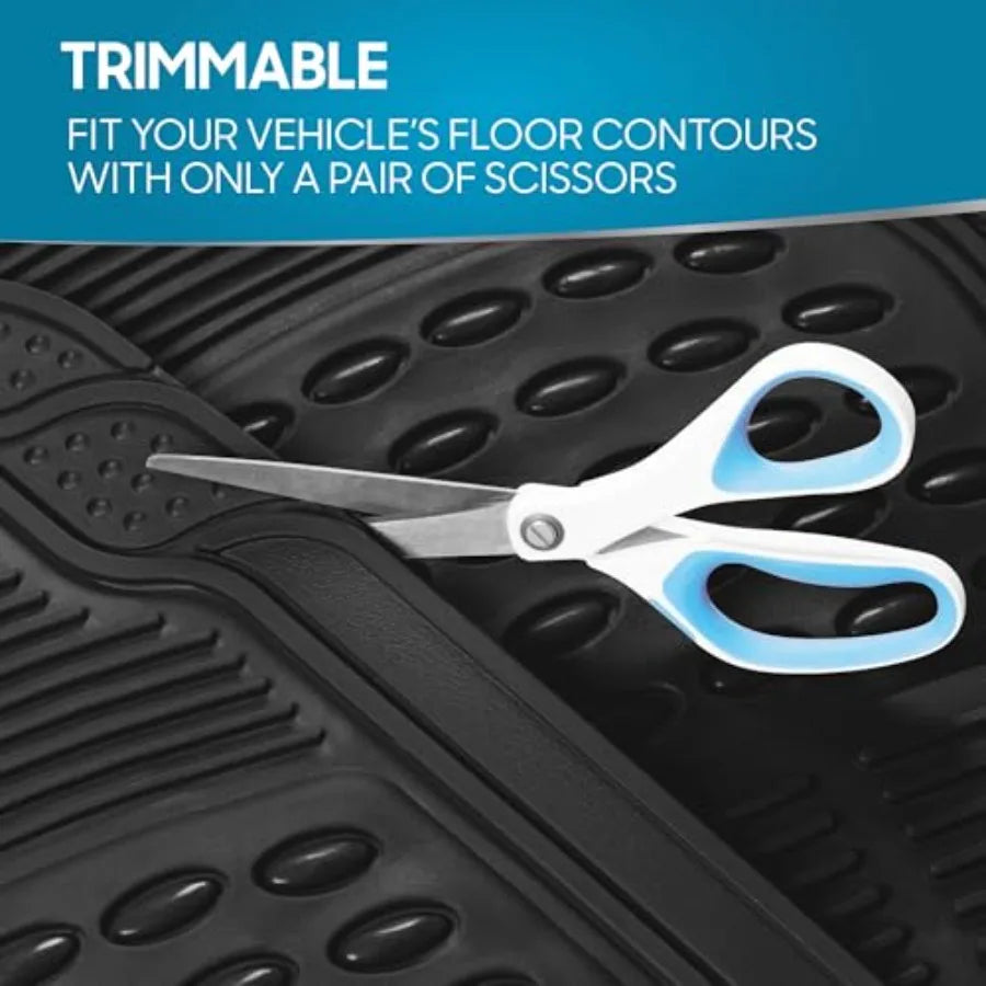 Floor Mats, 4-Piece All-Weather Car Mat with Universal Fit Design, Durable Rubber Car Floor Mats with Capture Ridges, Waterproo