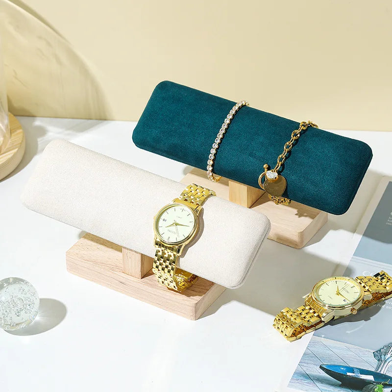 1Pc Wooden Watches Display Stands Base Watch Necklace Bracelet Organizer Rack Bangle Scrunchie Headband Showcase Stands