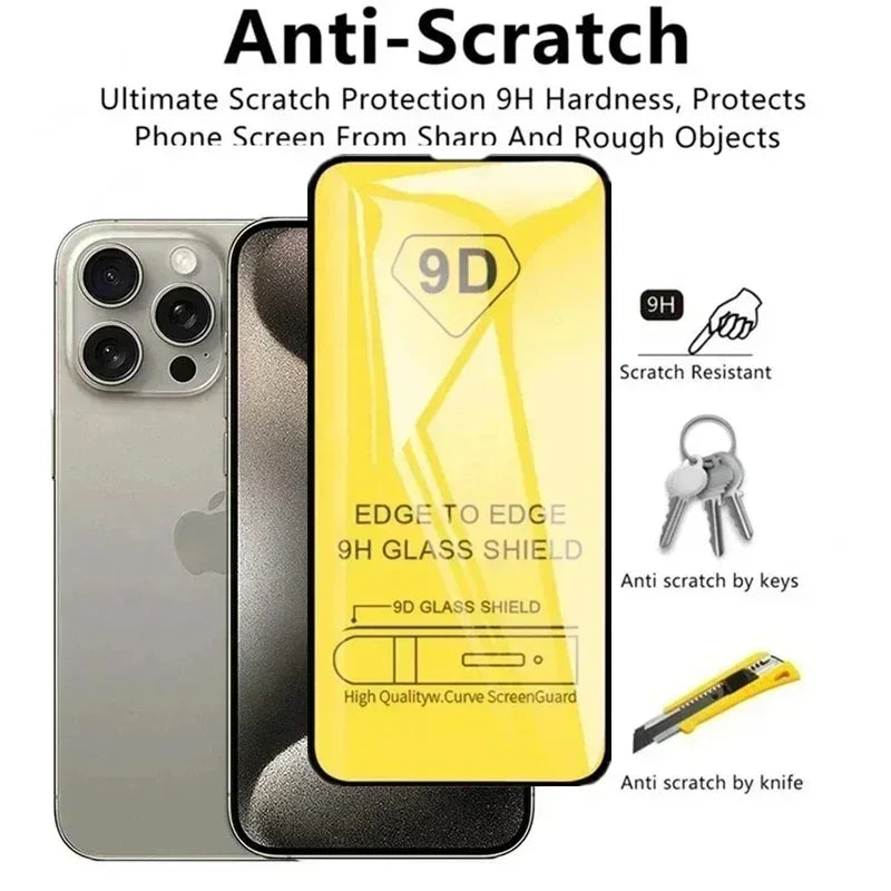 5Pcs 9D Protective Glass For iPhone 14 11 12 13 15 16 Pro Max Mini 7 Plus Screen Protector For iPhone XS MAX X XR Tempered Glass