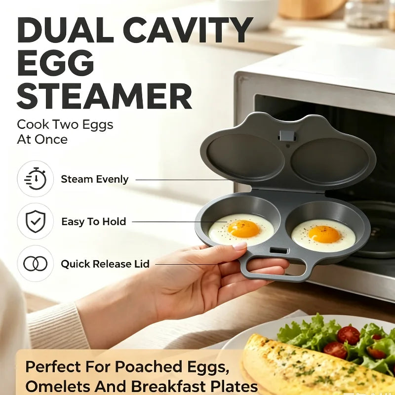 Food Grade Microwave Egg Cooker Heat Resistant Plastic Egg Poacher Steamer Nonstick Portable Egg Fryer Mold Home Kitchen Gadget