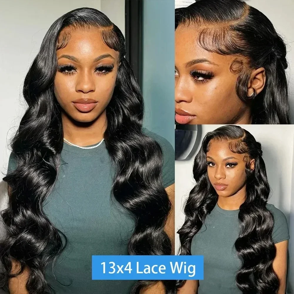 46 Inch 13x4 Lace Front Human Hair Wigs Body Wave 200 Density Remy Hair Glueless Wig Natural Color For Black Women Pre Plucked