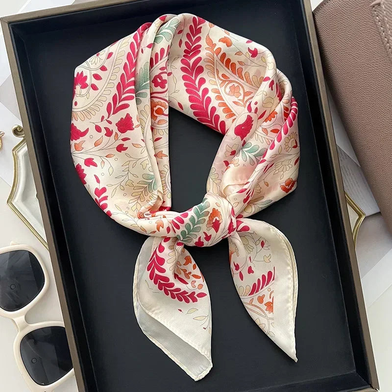 2025 New Yellow Lemon Print Square Silk Scarf for Women 70*70cm Neck Ties Fashion Decorate Neckerchief Female Hijab Bag Ribbions