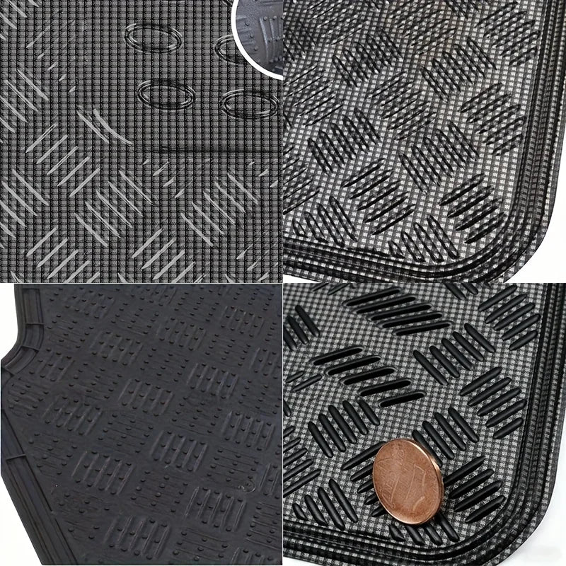Metallic Chrome Car Floor Mats All-Weather Universal Fit Automotive Floor Mats for Cars SUVs, Floor Mats for Trucks, Car Mats Full Set Front & Rear, Non-Slip Shiny Durable Heavy Duty