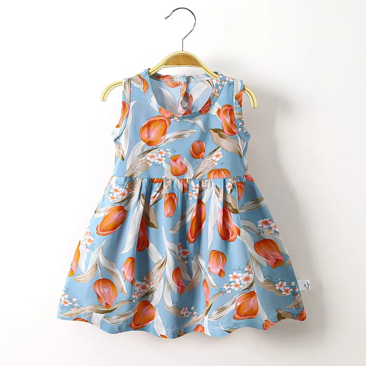 Baby Girls Dress Sleeveless Cute Print Cartoon Kids Princess Dresses Cotton Children Sundress Clothes Girl Summer Beach Clothing