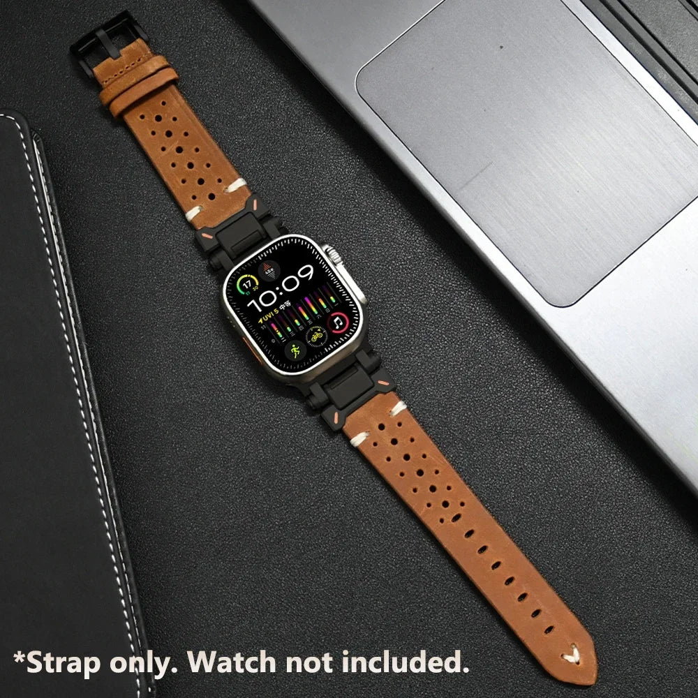 Luxury Leather Band for Apple Watch Ultra 3 2 49mm Series 11 10 46mm 9 8 7 45mm Correa Strap for iWatch 6 5 4 Se 3 44mm Bracelet