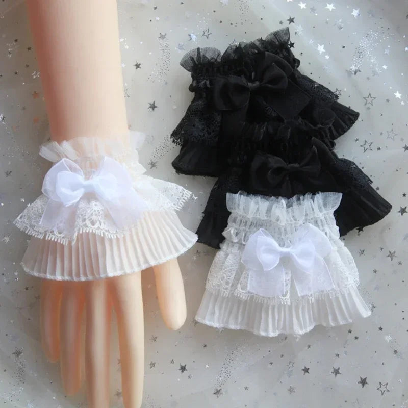 Ruffle Lace False Sleeve Sweater Lace Sleeves Detachable Wrist Cuffs Decor Steampunk Mesh Lace Horn Cuffs