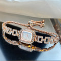 Cross-Border New Small Square Bracelet Pull Women's Watch Free Adjustment Square Chain Diamond Set Small Ladies Quartz Watch
