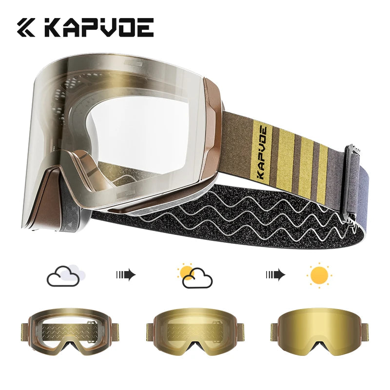 KAPVOE Outdoor Ski Goggles Men Snowboard Glasses Women Winter Snow Sunglasses UV400 Magnetic Attraction Anti-Fog Skiing Goggles