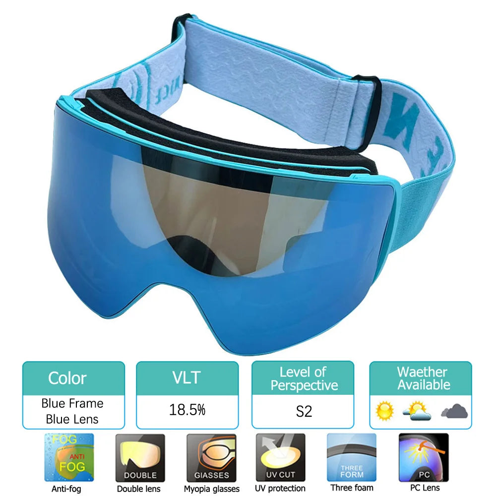 2024 New Double Layer Magnetic Ski Goggles Polarized Lens Skiing Anti-Fog UV400 Snowboard Goggles Men Women Ski Glasses Eyewear