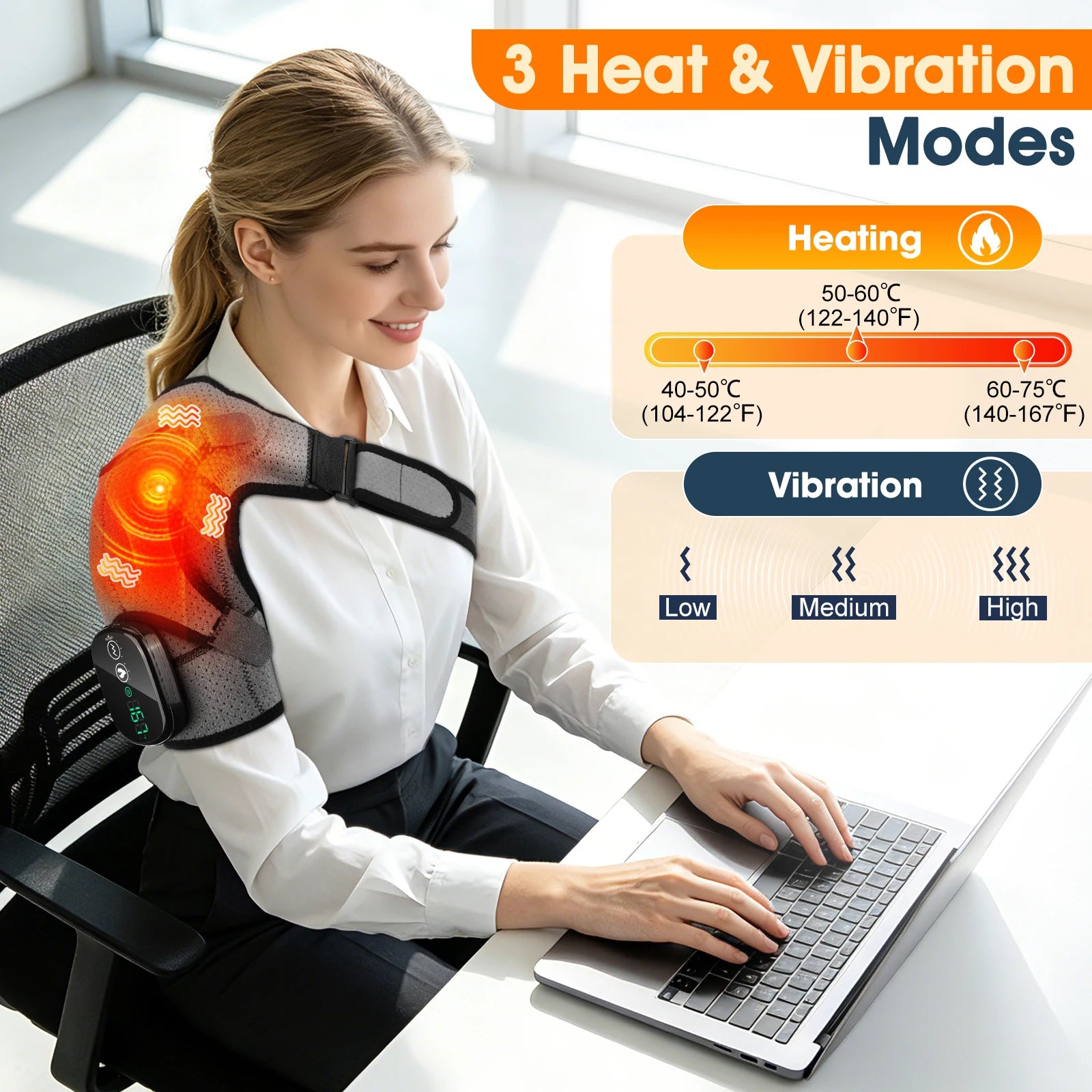 Electric Heating Shoulder Brace LED Display Vibration Shoulder Massage Support Belt Strap For Joint Brace Care Muscle Relaxation