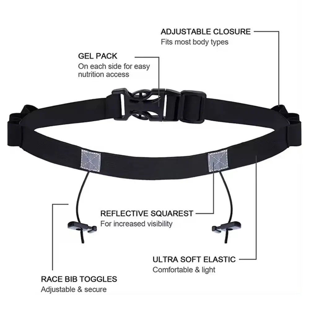 Ironman Triathlon Marathon Running Belt Adjustable Elastic Belt for Outdoor Sports Cycling Lightweight Number Plate Holder Belt