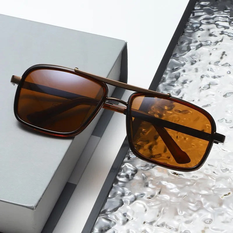 1/2/3PCS New Style Stylish  Retro Car Sunglasses Thickened Double Beam Punk Men's Metal Sunglasses 877