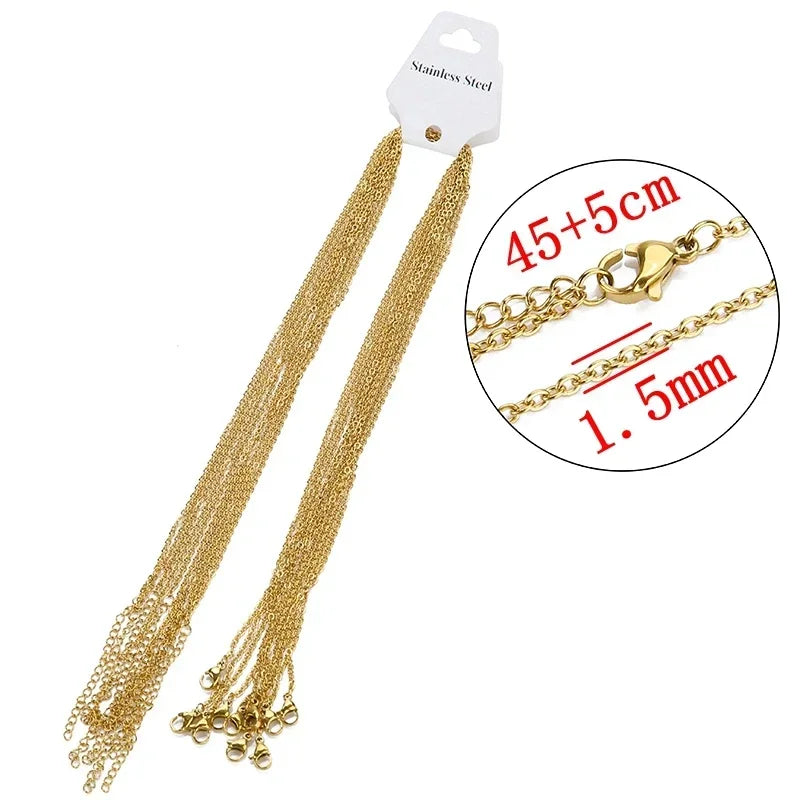 10pcs/lot 45+5cm 45cm 50cm Stainless Steel Adjustable Link Chain Necklace Women Gold Color Fashion chokers Jewelry Wholesale