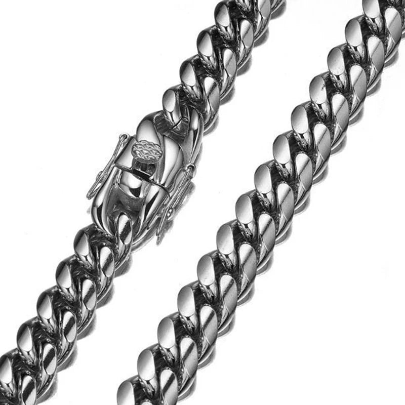6mm-22mm Gold Silver Color Titanium Steel Cuban Miami Chains Necklaces Big Heavy Round Link Chain for Men Hip Hop Rock jewelry