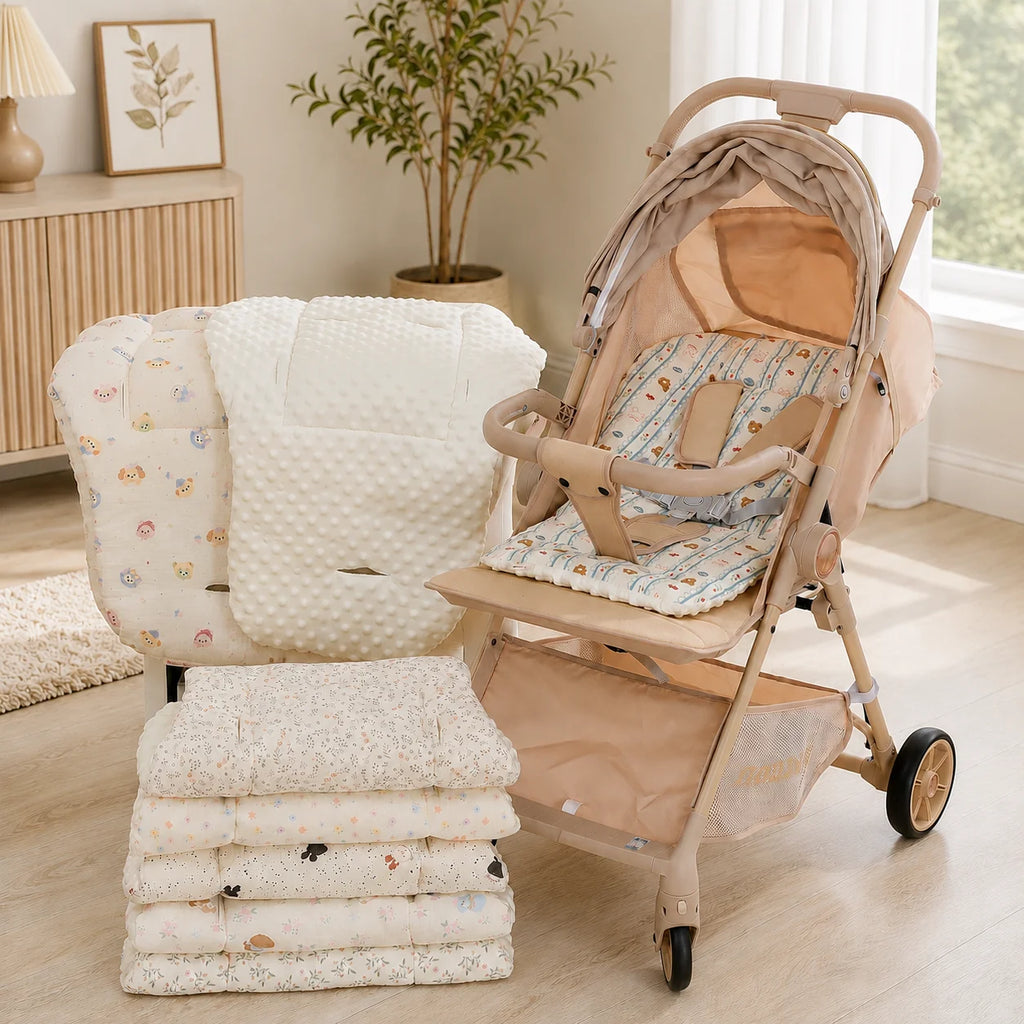 Baby Stroller Cushion, Baby Stroller Cotton Pad, Stroller Seat Cushion, Baby Car Seat Liner, Breathable Stroller Accessories, Suitable for Both Boys and Girls