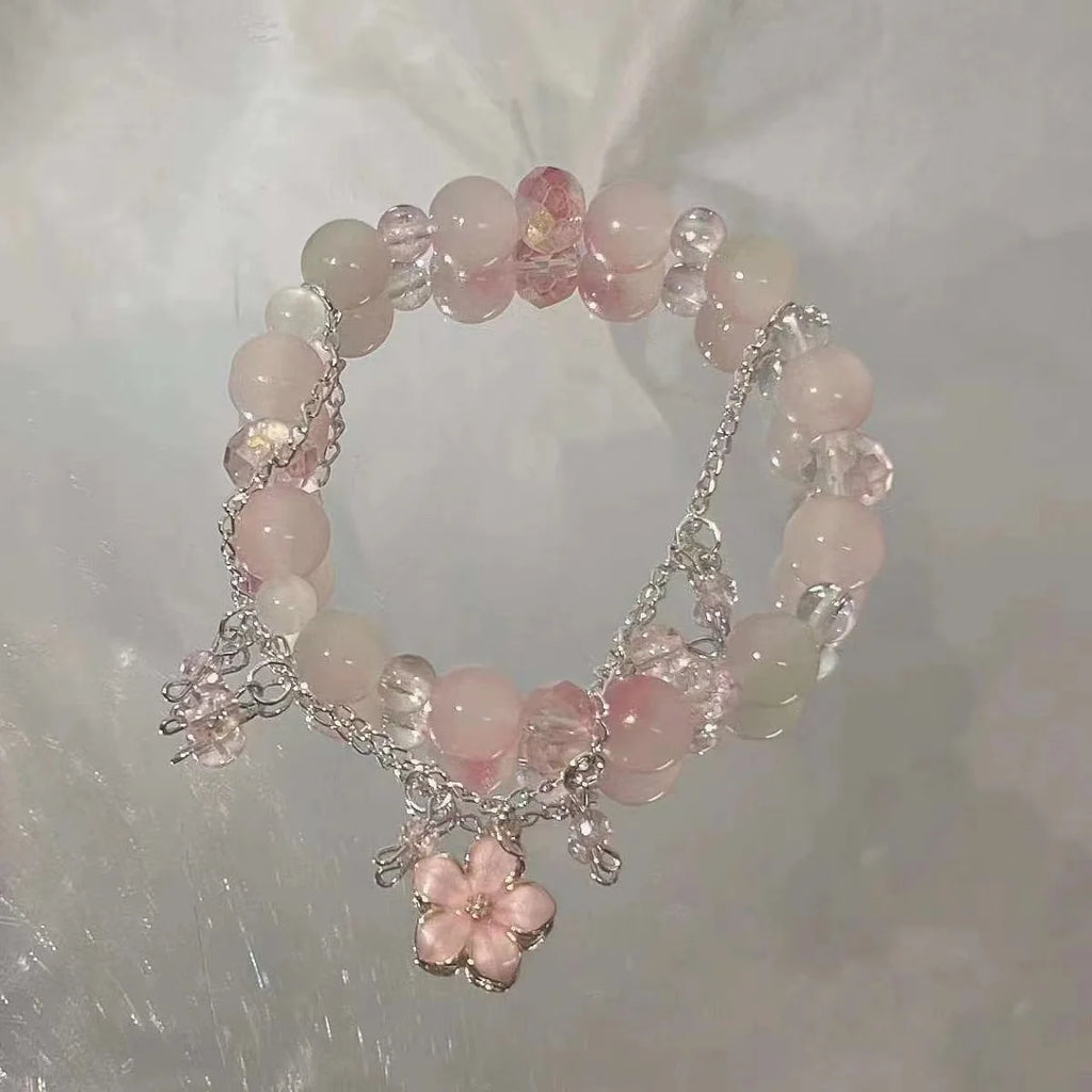 New Simple Beads Crystal Bracelet For Women Girls Korean ins Flower Fox Feather Tassel Bracelets Best Friend Jewelry Gifts 2024