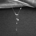 New 925 Sterling Silver Star Moon Necklace Pearl Tassel Collarbone Chain Sparkling Zircon Pendant Wedding Jewelry Accessories