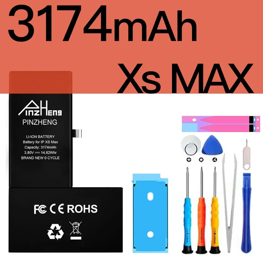 PINZHENG Real High Capacity Battery For iPhone 8 SE2020 6 6S 7 8Plus X Xs Max Xr Phone Replacement Batteries Warranty One Year