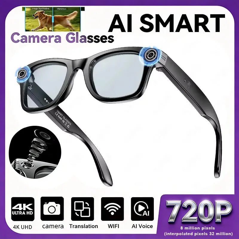 New Upgrade Smart glasses With Camera Video Recording AI Photo Recognition Bluetooth Call Translation Voice Sunglasses Men Women