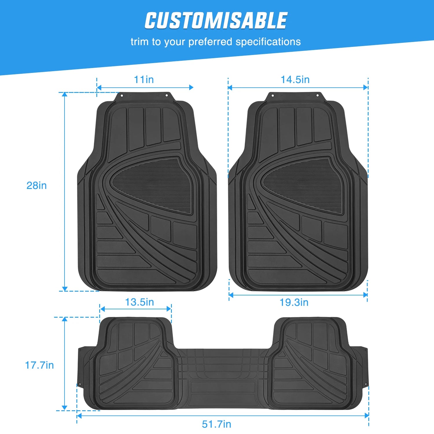 Nilight PVC Floor Mats for Cars Trucks SUVs,Universal Trim to fit for Most Vehicles,All Weather Protection Heavy Duty Floor Liners,Pack of 4