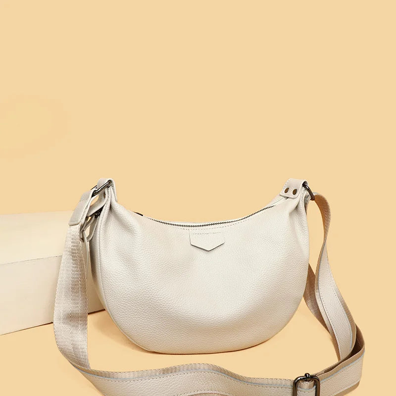 Women's Natural Cow Leather Bag Female Retro Cowhide Crossbody Bag Ladies Large Capacity Shoulder Bag for Middle Aged Women 2025