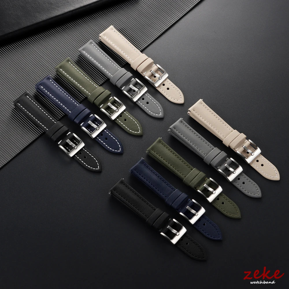 Nylon Canvas Watch Strap 18/19/20/21/22mm for Omega for Blancpain Sailcloth Waterproof Band Quick Release Leather Wrist Bracelet
