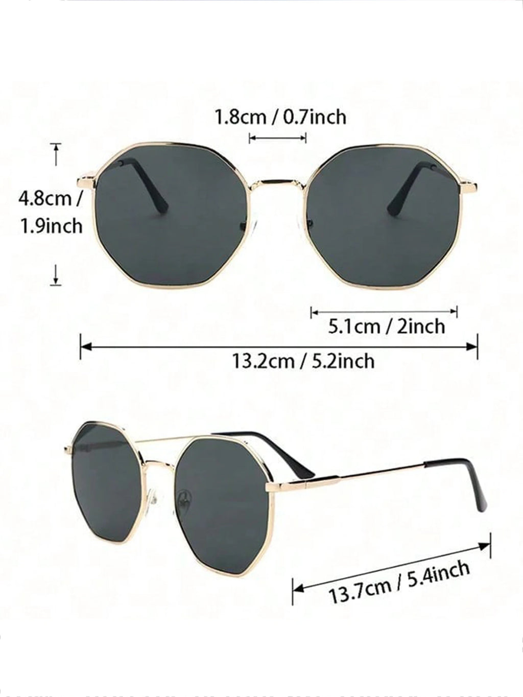 2 Pcs Metal Geometric Round Frame Sunglasses – Classical Fashion Shades for Vacation Decors Photo Props Unisex