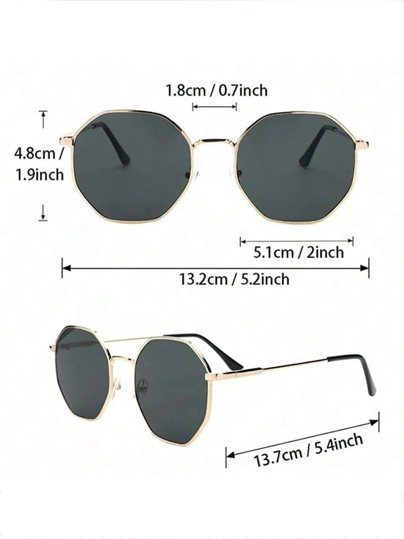 2 Pcs Metal Geometric Round Frame Sunglasses – Classical Fashion Shades for Vacation Decors Photo Props Unisex