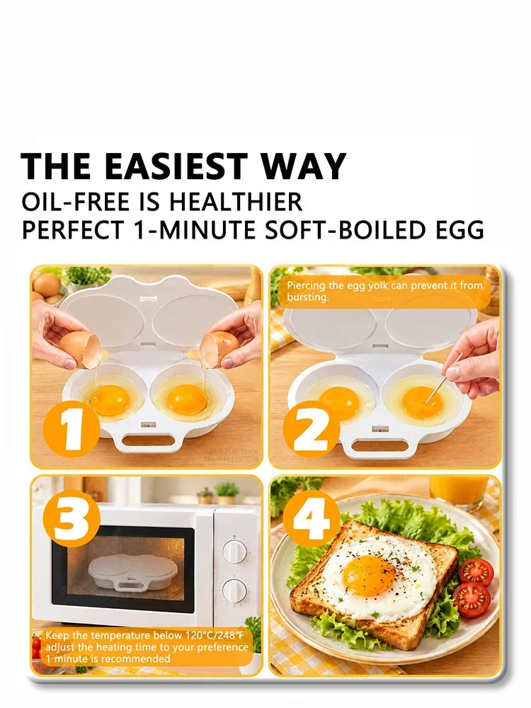 Aoifn Food Grades Plastic Microwave Egg Cooker Heat Resistant Kitchen Cooking Mold Egg Fryer Easy To Clean Steamed Egg Box