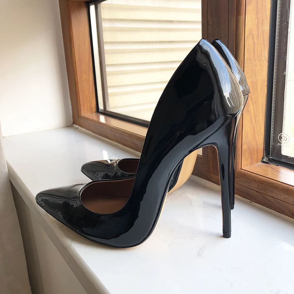 Tikicup Plus Size 47 48 Solid Matte Black 15cm Extreme Pointed Toe Stiletto High Heels Slip On Dress Pumps Fetish Unisex Shoes