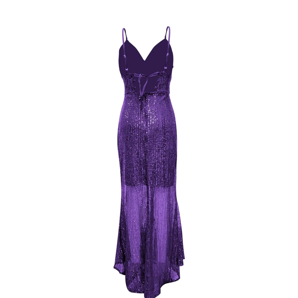Casual Elegant Boho Beach Maxi Dresses Women's Solid Color Elegant Sexy Sequin Backless Maxi Dress Slimming Vestidos Cortos
