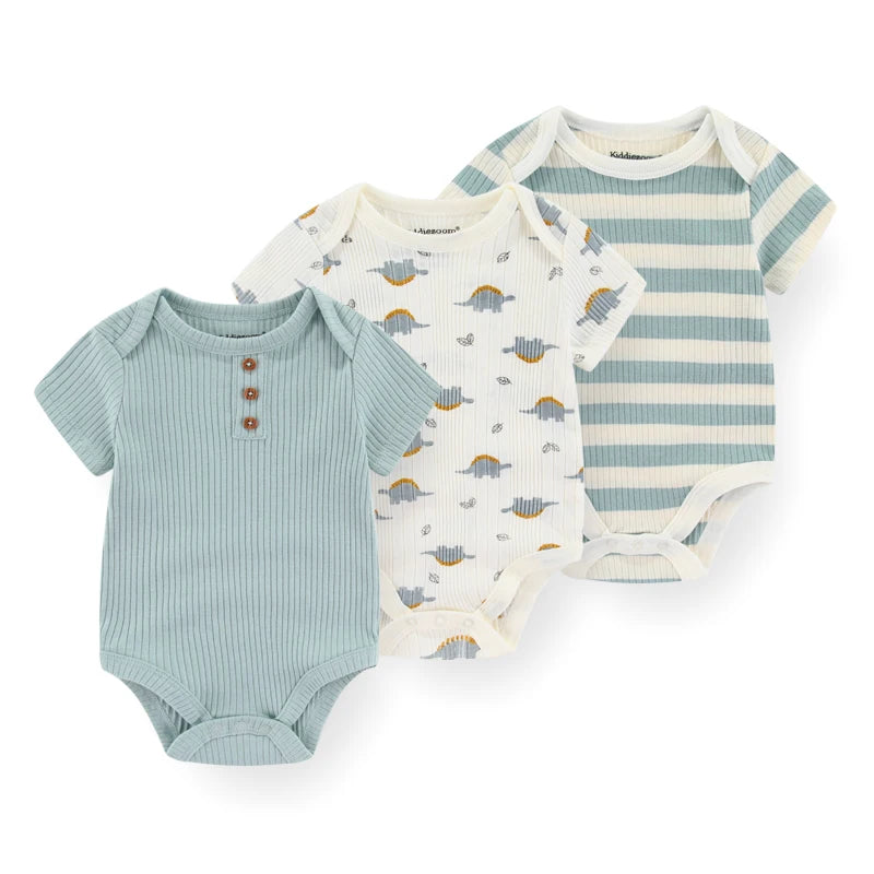 Kiddiezoom 3/4 Pcs/Lot Four Seasons Unisex Cartoon Newborn Boy Girl Bodysuits Soft Cute Infant Onesies Clothes Baby Shower Gift