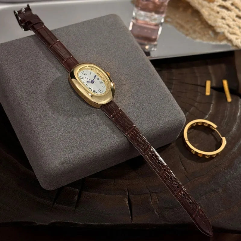 Oval Belt Watch, Exquisite and Compact Fashion Casual Quartz Watch