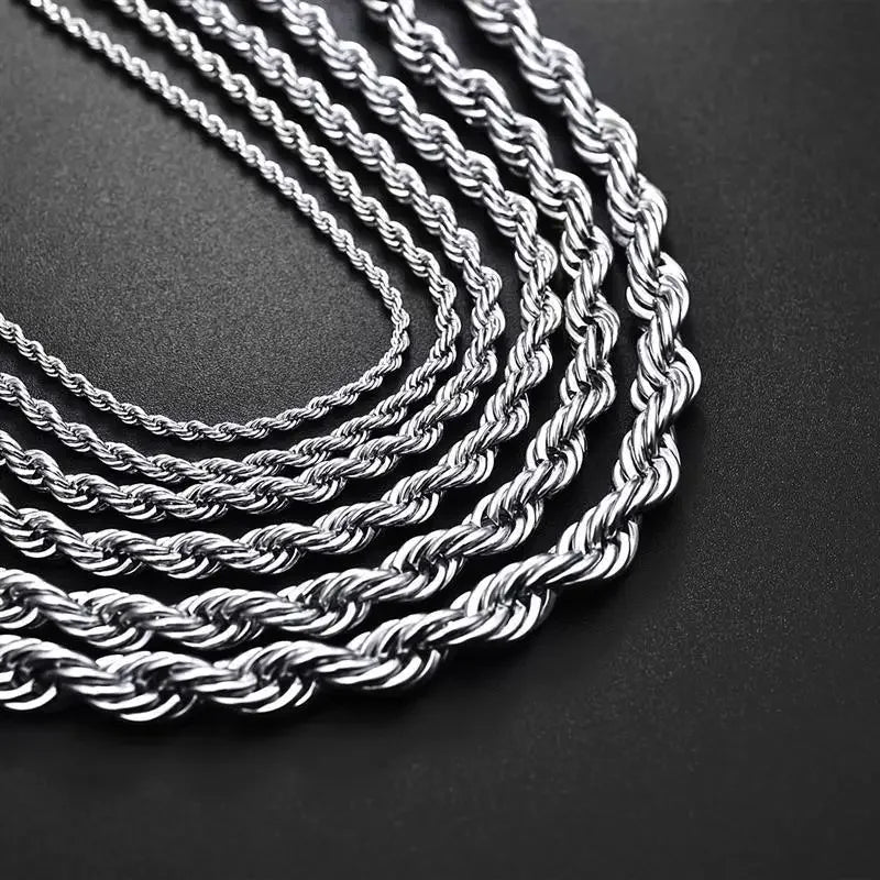 925 Sterling Silver 5/6/8MM 16-30 Inches Rope Chain Necklace For Men Women Fashion Punk Wedding Party Gifts Jewelry