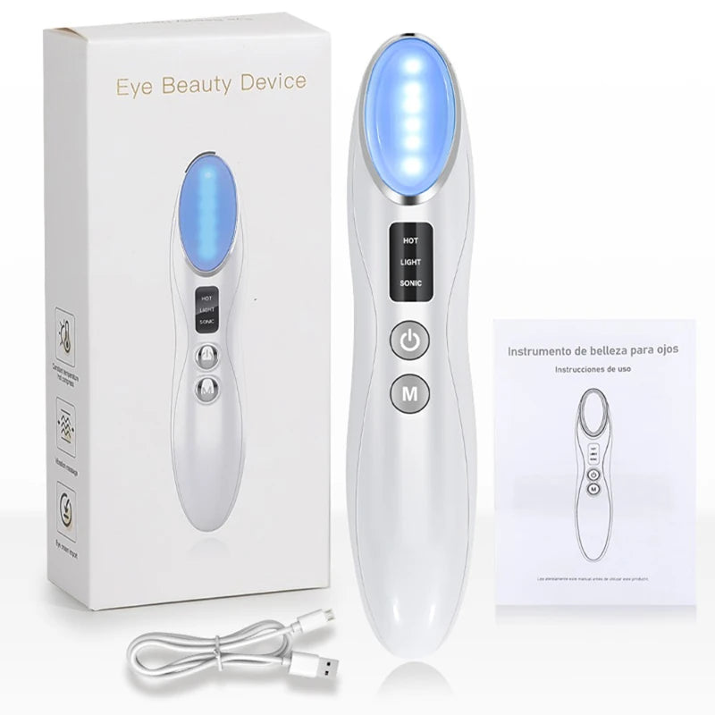 3 in 1 Eye Care Beauty Device Facial Massager LED Photon Light Wand for Relax Eye Dark Circles Eye Bags Puffiness Skincare Tool