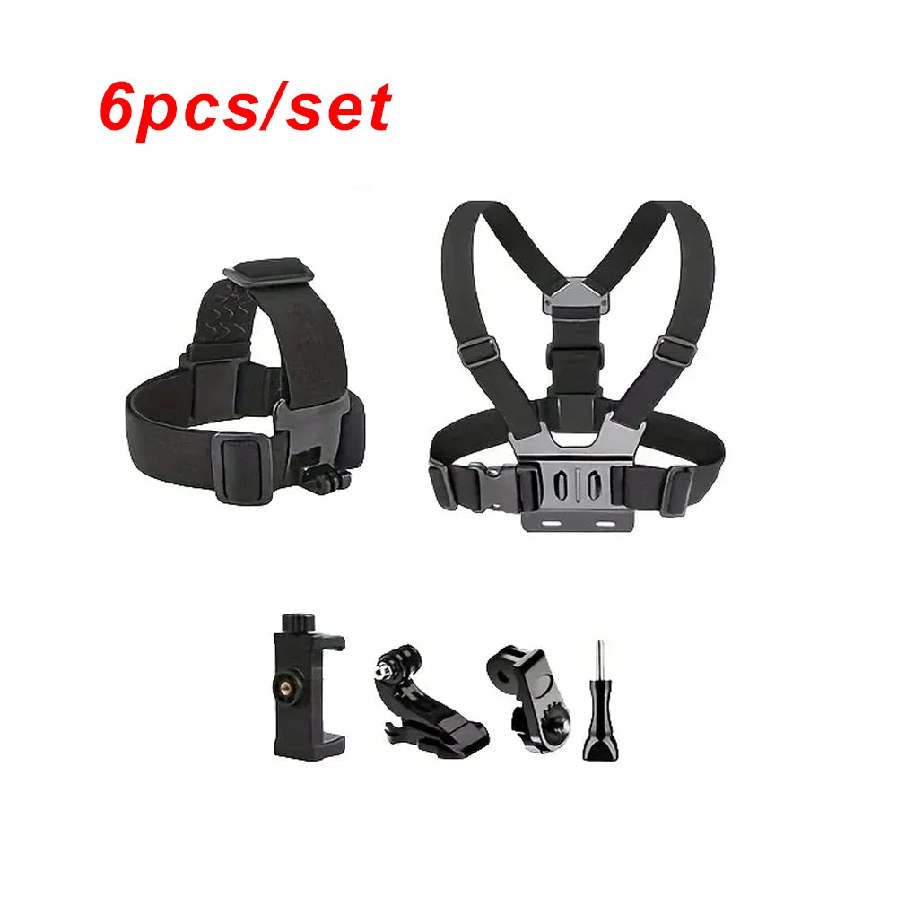 Accessories Kit Head & Chest Strap Mount Adjustable Phone for GoPro Insta360 DJI OSMO Nano SJCAM AKASO Action Camera Smartphones
